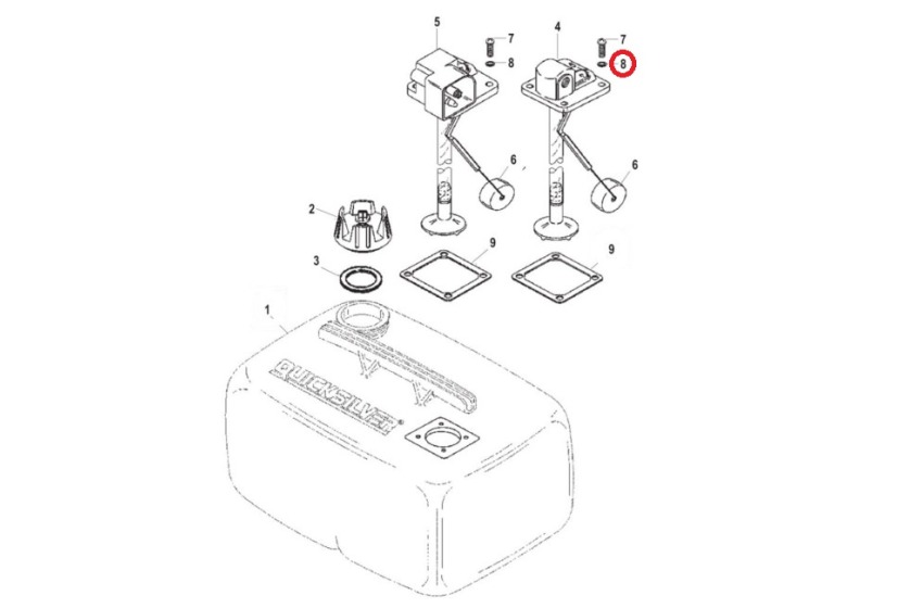 Quicksilver 25L Outboard motor fuel tank pickup screw seal 12859080